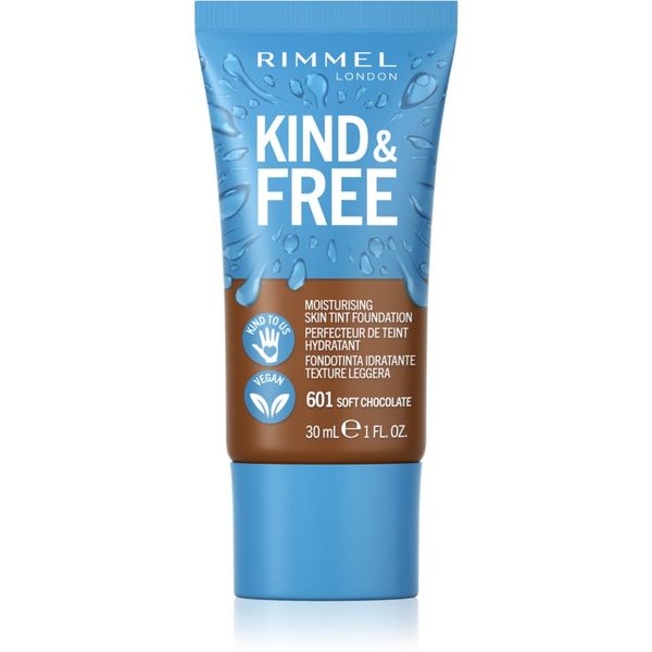 Rimmel Rimmel Kind & Free lahki vlažilni tekoči puder odtenek 601 Soft Chocolate 30 ml