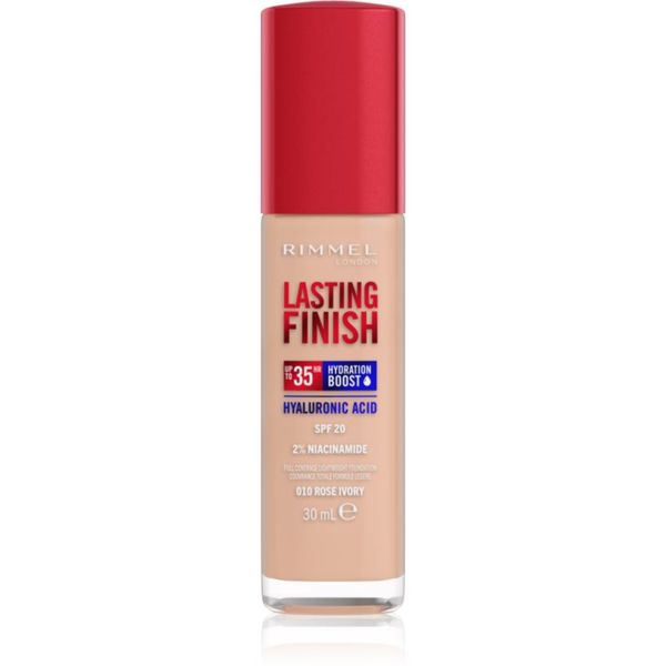 Rimmel Rimmel Lasting Finish 35H Hydration Boost vlažilni tekoči puder SPF 20 odtenek 010 Rose Ivory 30 ml