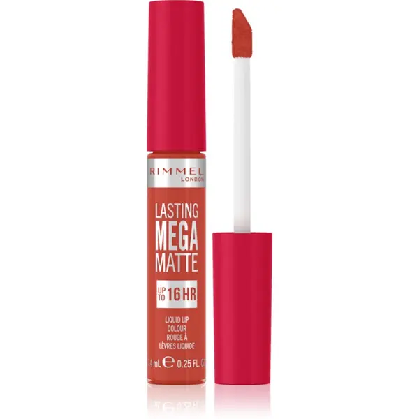 Rimmel Rimmel Lasting Mega Matte lahka tekoča mat šminka 16 ur odtenek Scarlet Flames 7,4 ml