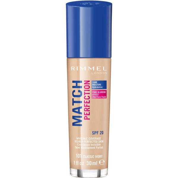 Rimmel Rimmel Match Perfection tekoči puder SPF 20 odtenek 101 Classic Ivory 30 ml