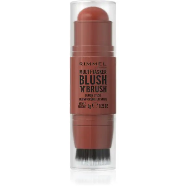 Rimmel Rimmel Multi-Tasker Blush'N'brush rdečilo v paličici s čopičem odtenek 350 Roasted Peach 8 g