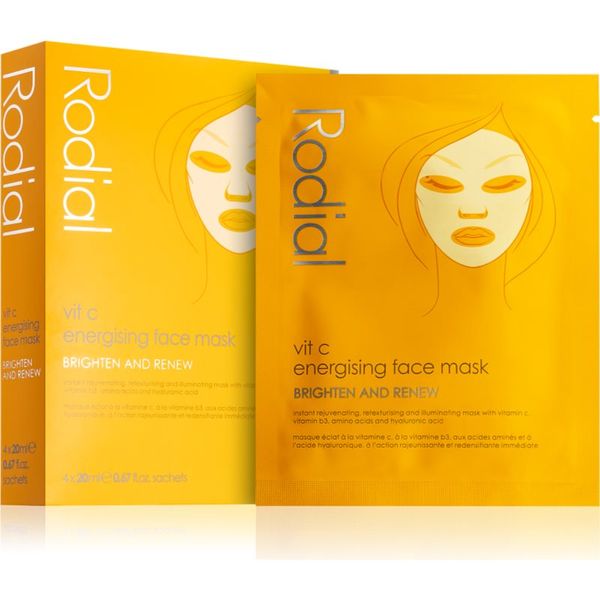 Rodial Rodial Vit C Energising Face Mask maska iz platna za posvetlitev in vitalnost kožo  z vitaminom C 4 x 20 ml