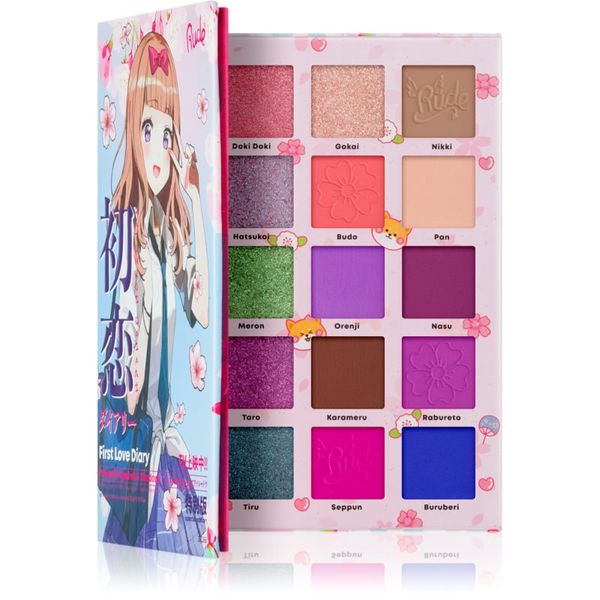 Rude Cosmetics Rude Cosmetics Manga Collection Pigments & Shadows Palette paleta senčil za oči odtenek First Love Diary 22 g