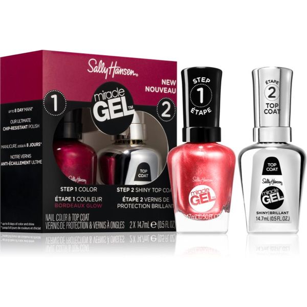 Sally Hansen Sally Hansen Miracle Gel™ set laka za nohte in nadlaka 940 Bordeaux-Glow odtenek