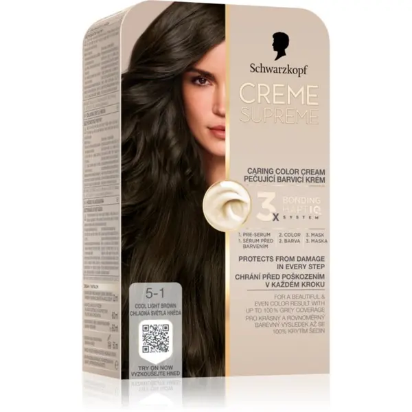 Schwarzkopf Schwarzkopf Creme Supreme permanentna barva za lase odtenek 5-1 Cool Light Brown 60 ml