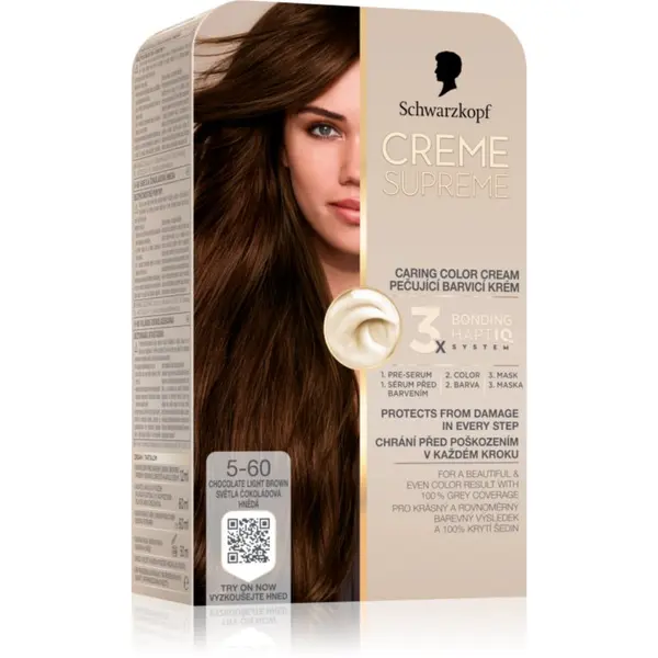 Schwarzkopf Schwarzkopf Creme Supreme permanentna barva za lase odtenek 5-60 Chocolate Light Brown 60 ml