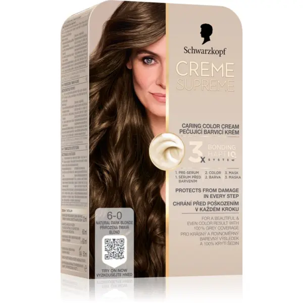 Schwarzkopf Schwarzkopf Creme Supreme permanentna barva za lase odtenek 6-0 Natural Dark Blonde 60 ml