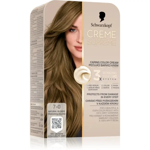 Schwarzkopf Schwarzkopf Creme Supreme permanentna barva za lase odtenek 7-0 Natural Blonde 60 ml