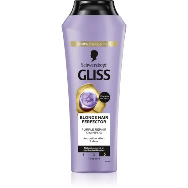 Schwarzkopf Schwarzkopf Gliss Blonde Hair Perfector šampon za lase za nevtralizacijo rumenih odtenkov 250 ml