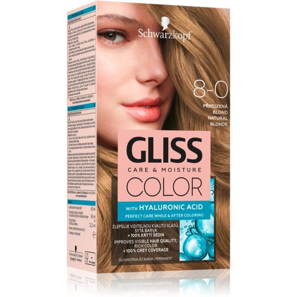 Schwarzkopf Schwarzkopf Gliss Color permanentna barva za lase odtenek 8-0 Natural Blonde