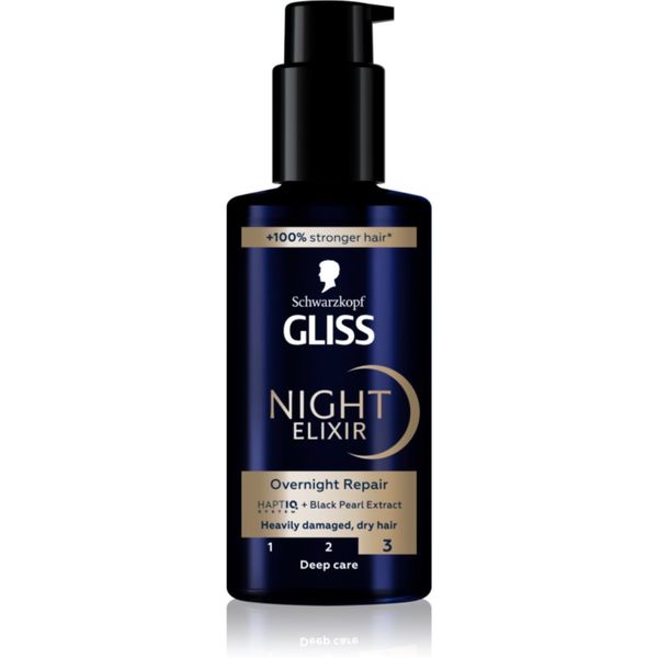 Schwarzkopf Schwarzkopf Gliss Night Elixir eliksir brez spiranja za poškodovane lase 100 ml