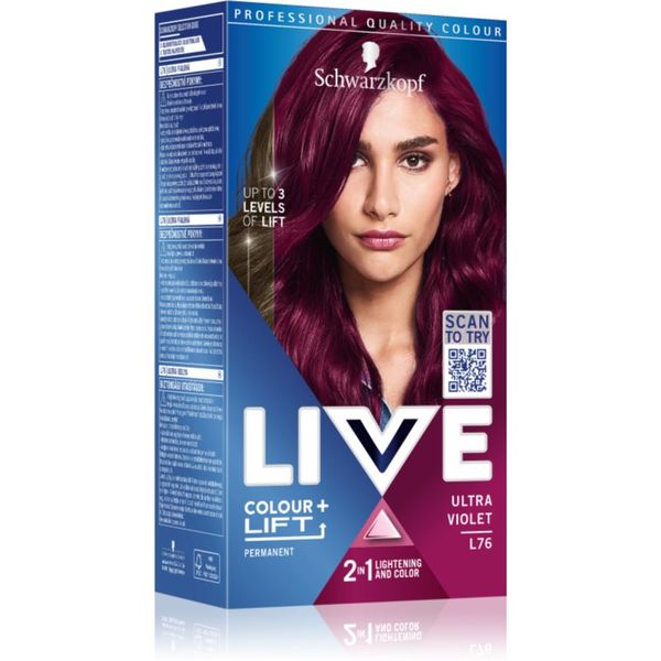 Schwarzkopf Schwarzkopf LIVE Colour + Lift permanentna barva za lase odtenek L76 Ultra Violet 1 kos