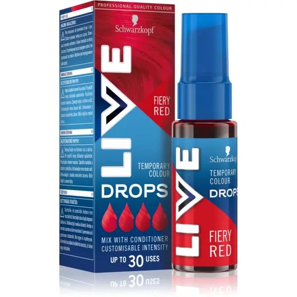 Schwarzkopf Schwarzkopf LIVE Drops izpiralna barvna senca odtenek Fiery Red 30 ml