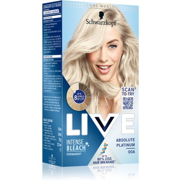 Schwarzkopf Schwarzkopf LIVE Intense Bleach odstranjevalec barve za lase 00A Absolute Platinum 1 kos