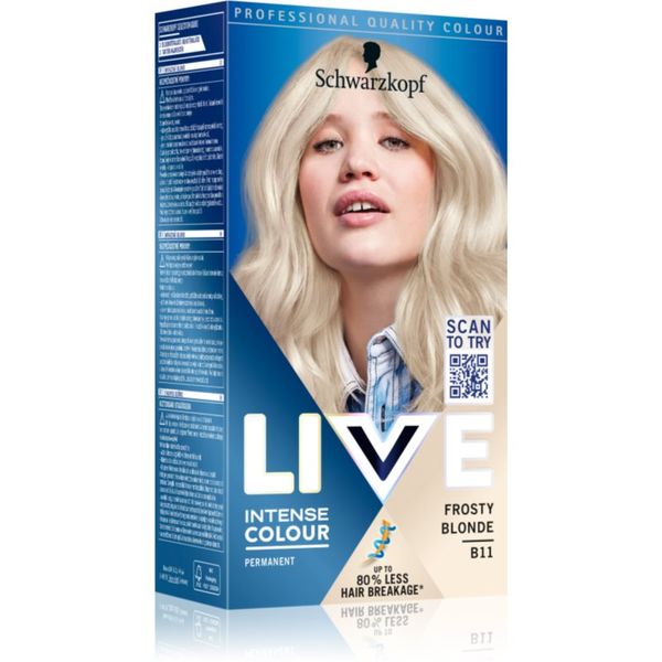 Schwarzkopf Schwarzkopf LIVE Intense Colour permanentna barva za lase odtenek B11 Frosty Blonde