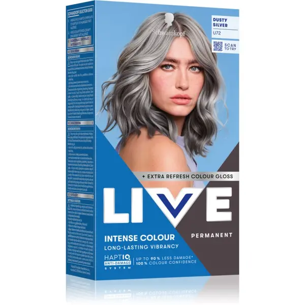 Schwarzkopf Schwarzkopf LIVE Intense Colour permanentna barva za lase odtenek U72 Dusty Silver 1 kos