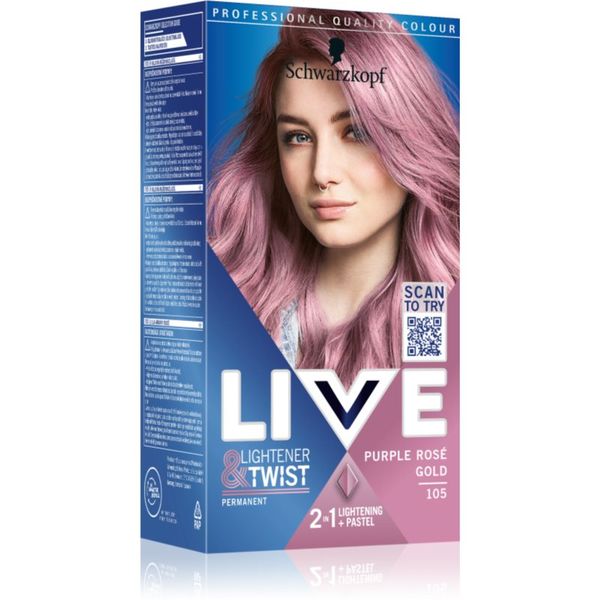 Schwarzkopf Schwarzkopf LIVE Lightener & Twist permanentna barva za lase za posvetlitev las odtenek 105 Purple Rosé Gold 1 kos