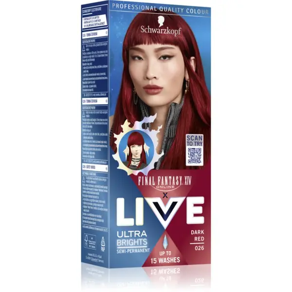 Schwarzkopf Schwarzkopf LIVE Ultra Brights or Pastel začasna barva za lase odtenek 026 Dark Red 1 kos