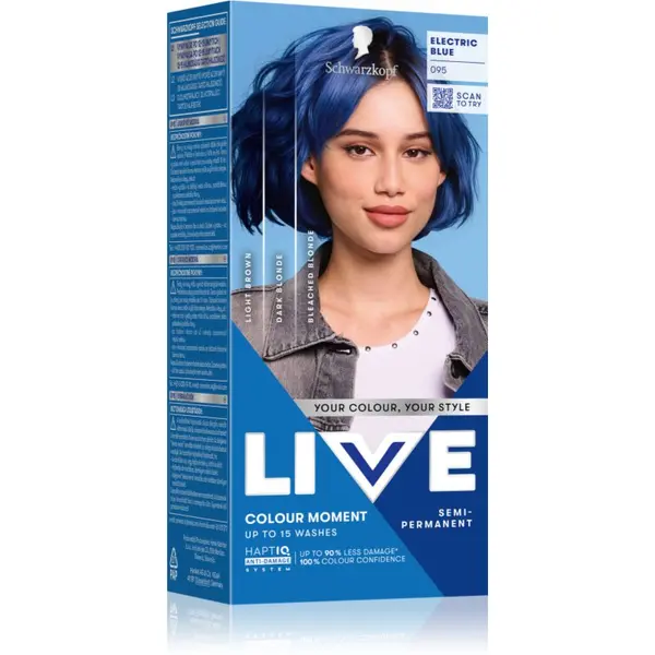 Schwarzkopf Schwarzkopf LIVE Ultra Brights or Pastel začasna barva za lase odtenek 095 Electric Blue 1 kos
