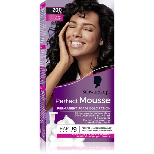 Schwarzkopf Schwarzkopf Perfect Mousse permanentna barva za lase odtenek 200 Black 1 kos