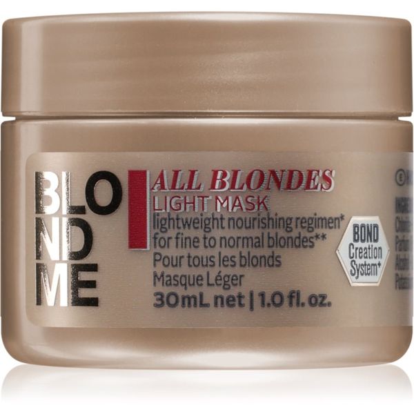 Schwarzkopf Professional Schwarzkopf Professional Blondme All Blondes Light hranilna maska za tanke do normalne lase 30 ml