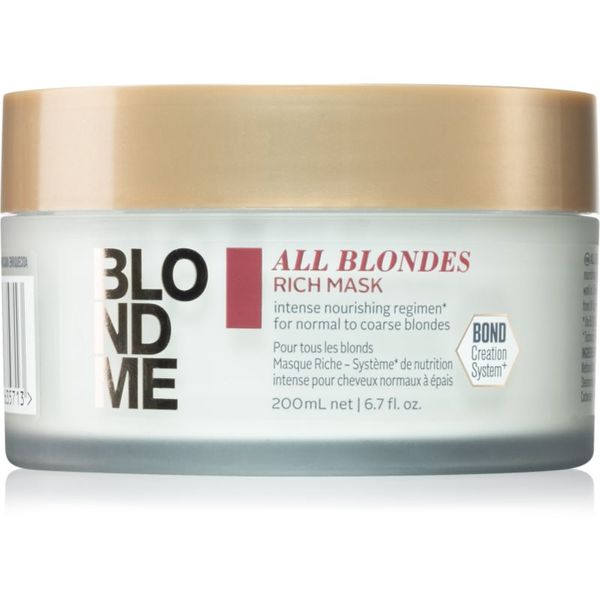 Schwarzkopf Professional Schwarzkopf Professional Blondme All Blondes Rich hranilna maska za grobe lase 200 ml