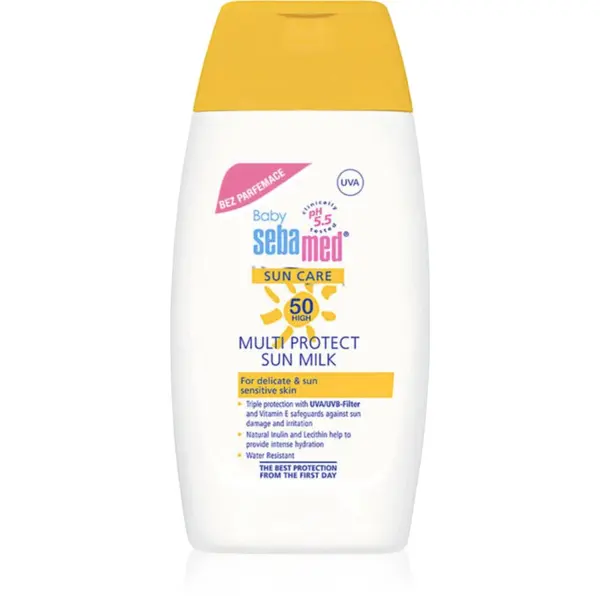 Sebamed Sebamed Sun Care Baby Multi Protect Sun Milk zaščitni losjon za sončenje za otroke SPF 50+ brez dišav 200 ml