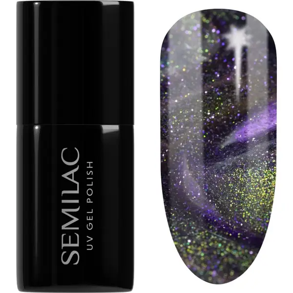 Semilac Semilac UV Hybrid Galaxy Flash gel lak za nohte z uporabo UV/LED lučke odtenek 825 Cyber Violet 7 ml