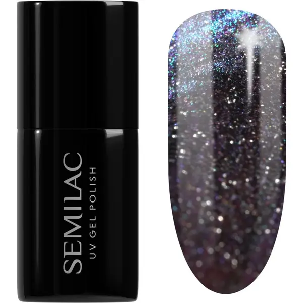 Semilac Semilac UV Hybrid Galaxy Flash gel lak za nohte z uporabo UV/LED lučke odtenek 828 Grey Holo 7 ml
