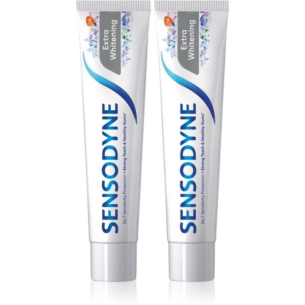 Sensodyne Sensodyne Extra Whitening belilna zobna pasta s fluoridom za občutljive zobe 2x75 ml