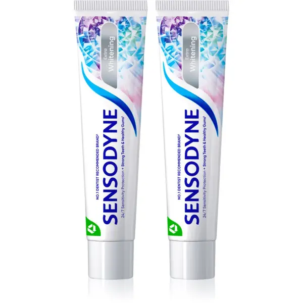 Sensodyne Sensodyne Extra Whitening belilna zobna pasta s fluoridom za občutljive zobe 2x75 ml