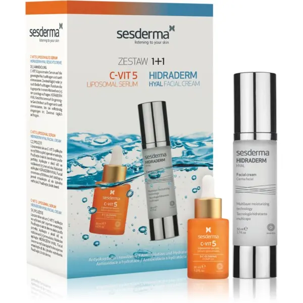 Sesderma Sesderma Set C-Vit 5 + Hidraderm Hyal darilni set za osvetljevanje kože in hidratacijo 2 kos