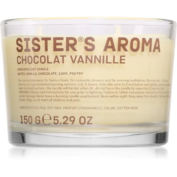Sister's Aroma Sister's Aroma Chocolat Vannille dišeča sveča 150 g