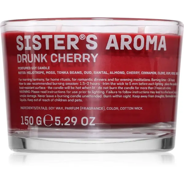 Sister's Aroma Sister's Aroma Drunk Cherry dišeča sveča 150 g
