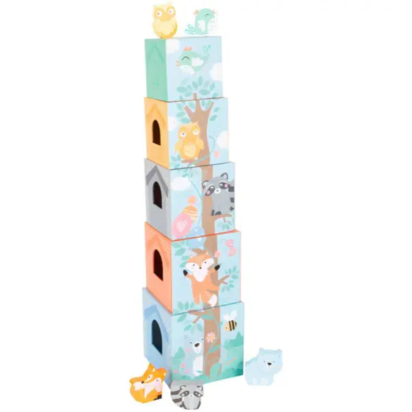 Small foot Small foot Stacking Tower Pastel Animals zložljivi stolp 12m+ 10 kos