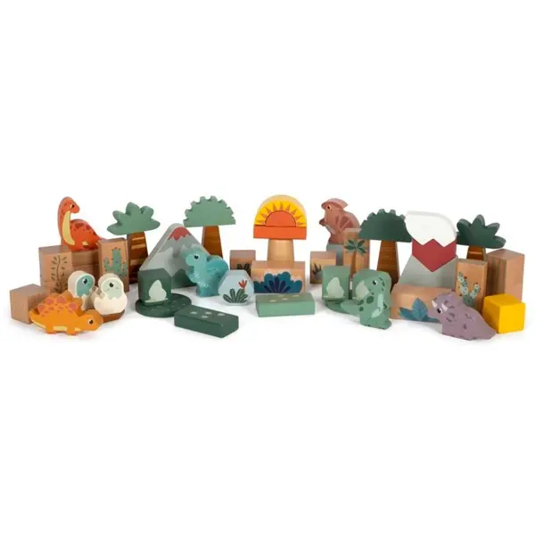 Small foot Small foot Wooden Building Blocks Dino aktivnostna igrača iz lesa 12 m+ 34 kos