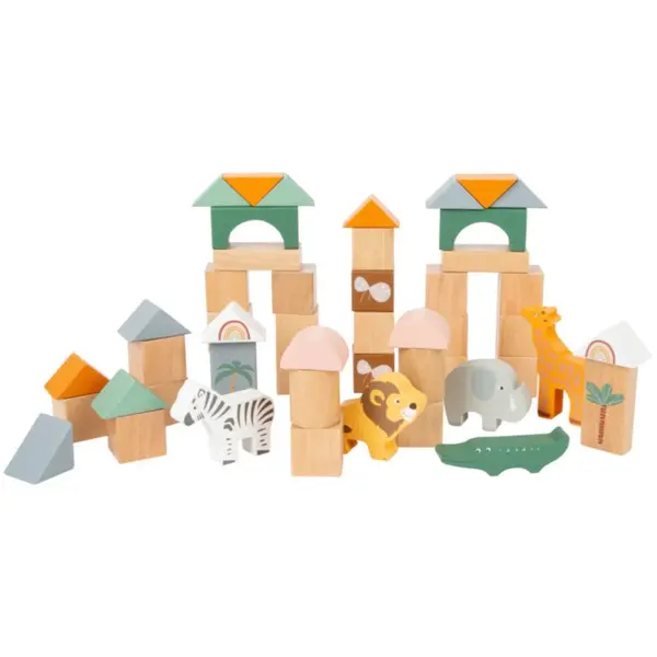 Small foot Small foot Wooden Building Blocks Safari aktivnostna igrača iz lesa 12 m+ 50 kos