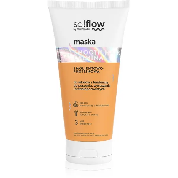 so!flow so!flow Frizzy and Dry Hair Protein-Emollient Mask maska za glajenje las proti krepastim lasem 200 ml