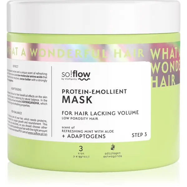 so!flow so!flow Low Porosity Hair Protein-Emollient Mask maska za lase brez volumna 400 ml