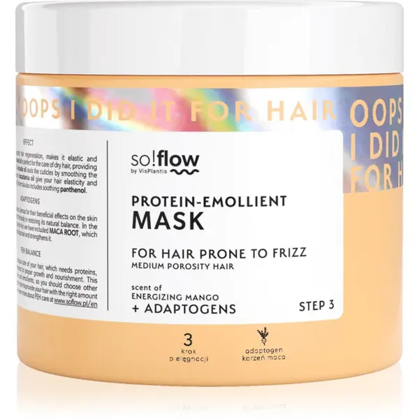 so!flow so!flow Medium Porosity Hair Protein-Emollient Mask maska za lase proti krepastim lasem 400 ml