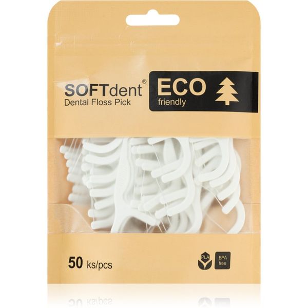 SOFTdent SOFTdent ECO Dental Floss Pick dentalni zobotrebci z zobno nitko 50 kos