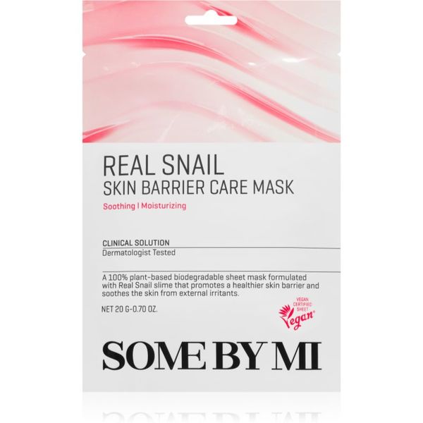 Some By Mi Some By Mi Daily Solution Snail Skin Barrier Care Mask krepilna maska iz platna za regeneracijo in obnovo kože obraza 20 g