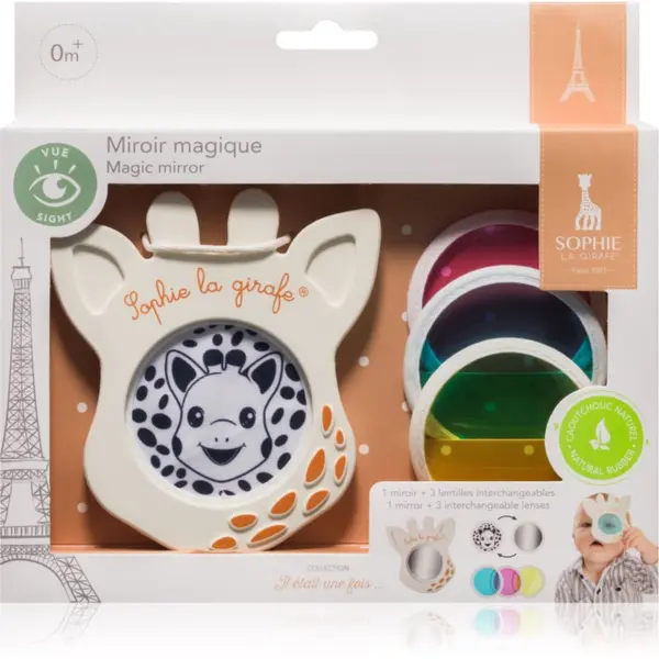 Sophie La Girafe Sophie La Girafe Vulli Magic Mirror ogledalo za otroke od rojstva Blue, Pink, Yellow 3 kos
