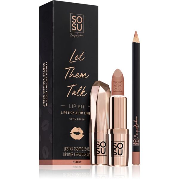 SOSU Cosmetics SOSU Cosmetics Let Them Talk set za ustnice Nudist odtenek