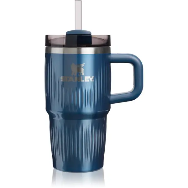 Stanley Stanley Quencher H2.O Fluted Tumbler lonček iz nerjavečega jekla s slamico majhen Glacial Blue Shine 590 ml