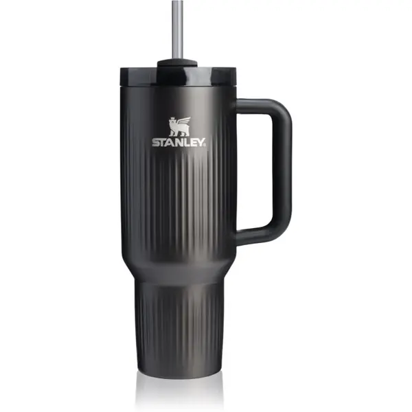 Stanley Stanley Quencher H2.O Fluted Tumbler lonček iz nerjavečega jekla s slamico velik Black PVD 1180 ml