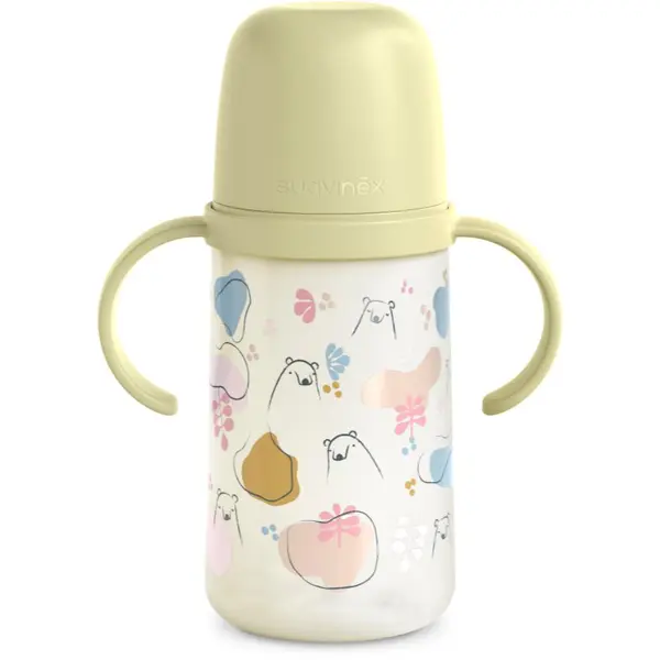 Suavinex Suavinex Bear steklenička za otroke z ročaji Green 270 ml