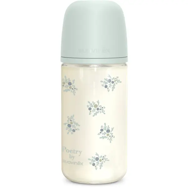 Suavinex Suavinex Poetry SX Pro Physiological Glass M steklenička za dojenčke 3 m+ Medium Flow - Blue 240 ml