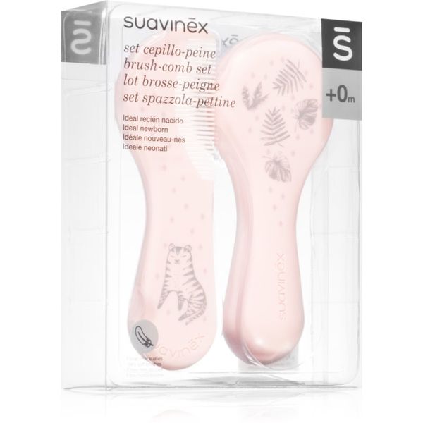 Suavinex Suavinex Tigers Brush-comb Set set za otroke od rojstva Pink 2 kos