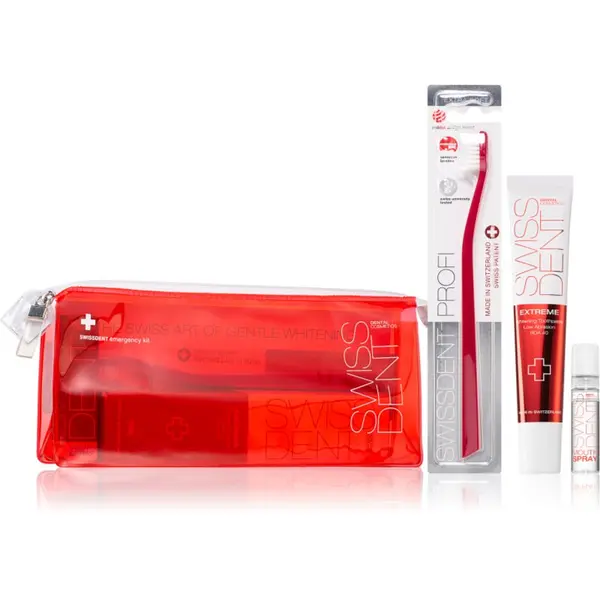 Swissdent Swissdent Emergency Kit Red set zobne nege za nežno beljenje zob in zaščito zobne sklenine
